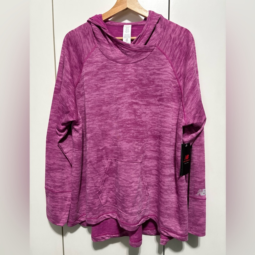 New Balance Women's Heathered Fuchsia Pullover Hoodie